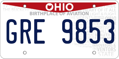 OH license plate GRE9853
