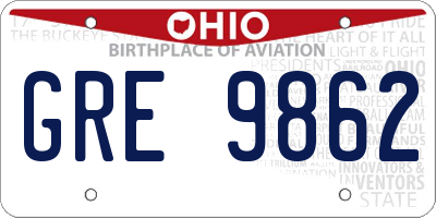 OH license plate GRE9862