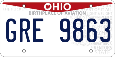 OH license plate GRE9863