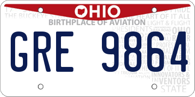 OH license plate GRE9864