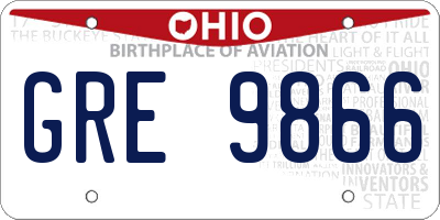 OH license plate GRE9866