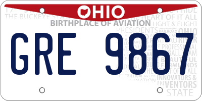 OH license plate GRE9867