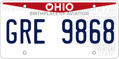 OH license plate GRE9868