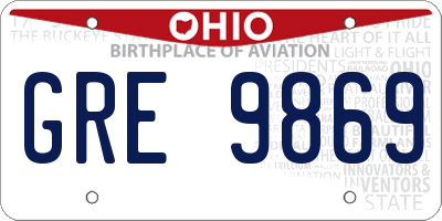 OH license plate GRE9869