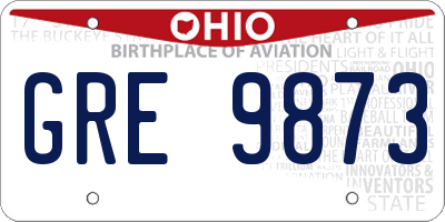 OH license plate GRE9873
