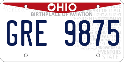 OH license plate GRE9875
