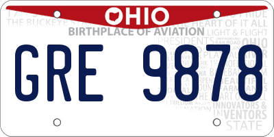 OH license plate GRE9878