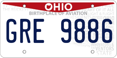 OH license plate GRE9886