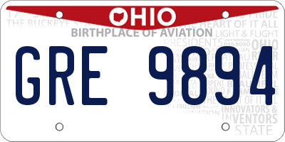 OH license plate GRE9894