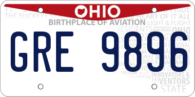 OH license plate GRE9896