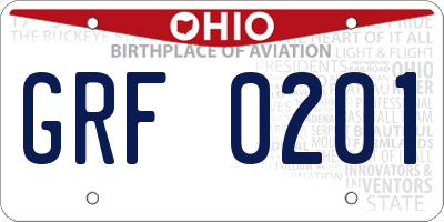 OH license plate GRF0201