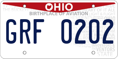 OH license plate GRF0202