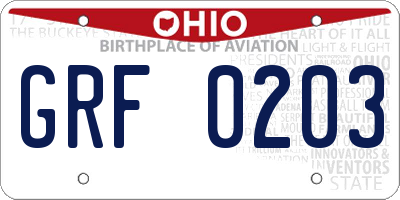 OH license plate GRF0203