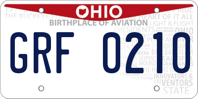 OH license plate GRF0210