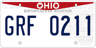OH license plate GRF0211