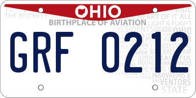 OH license plate GRF0212