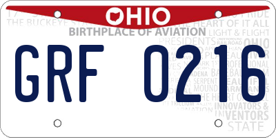 OH license plate GRF0216