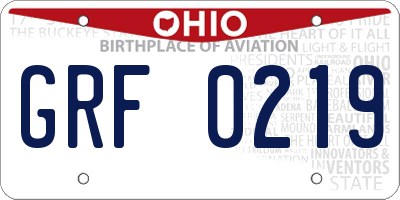 OH license plate GRF0219