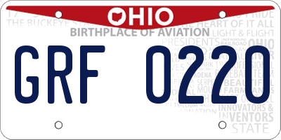 OH license plate GRF0220