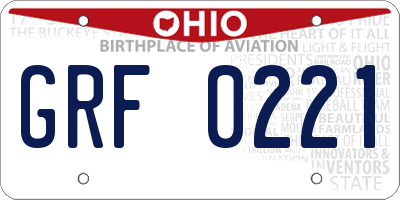 OH license plate GRF0221