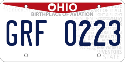 OH license plate GRF0223