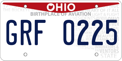 OH license plate GRF0225