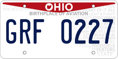 OH license plate GRF0227