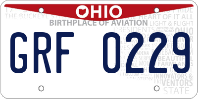 OH license plate GRF0229