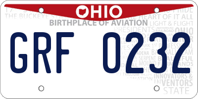 OH license plate GRF0232