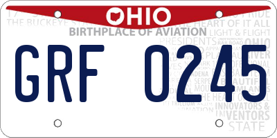 OH license plate GRF0245