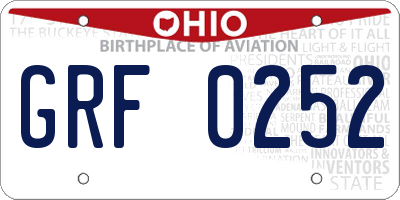 OH license plate GRF0252