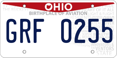 OH license plate GRF0255