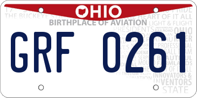 OH license plate GRF0261