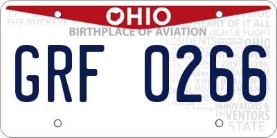 OH license plate GRF0266