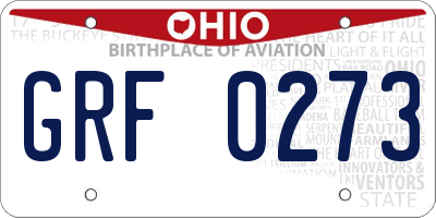 OH license plate GRF0273