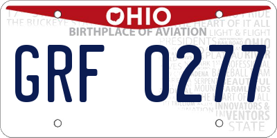 OH license plate GRF0277
