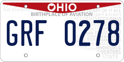 OH license plate GRF0278