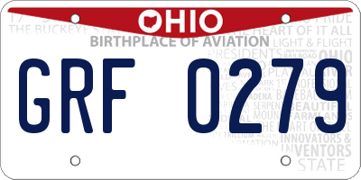 OH license plate GRF0279