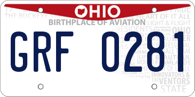 OH license plate GRF0281