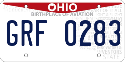 OH license plate GRF0283