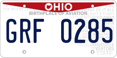 OH license plate GRF0285