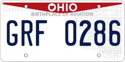 OH license plate GRF0286