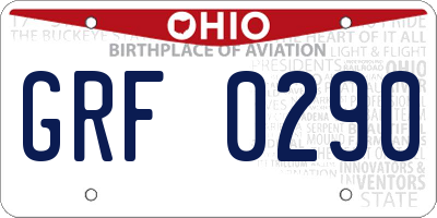 OH license plate GRF0290