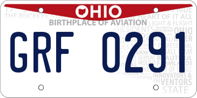 OH license plate GRF0291