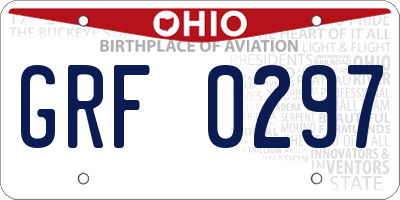 OH license plate GRF0297