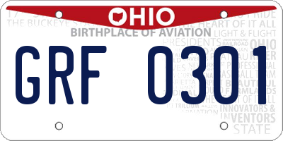 OH license plate GRF0301