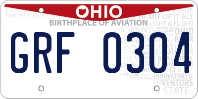 OH license plate GRF0304