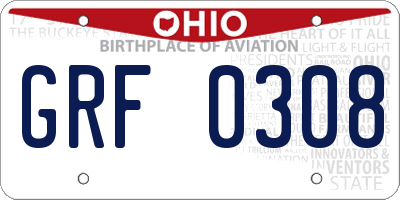 OH license plate GRF0308