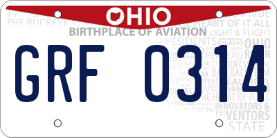 OH license plate GRF0314
