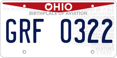 OH license plate GRF0322